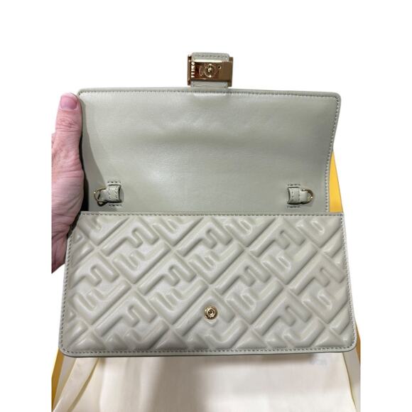 Fendi Wallet on Chain Baguette FF Leather Sage Green Crossbody Shoulder Bag - Picture 8 of 9